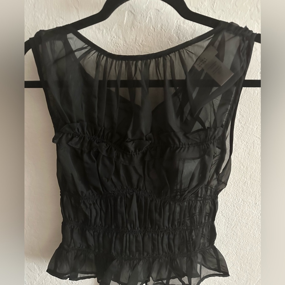 NWOT Honey Mango black see through top